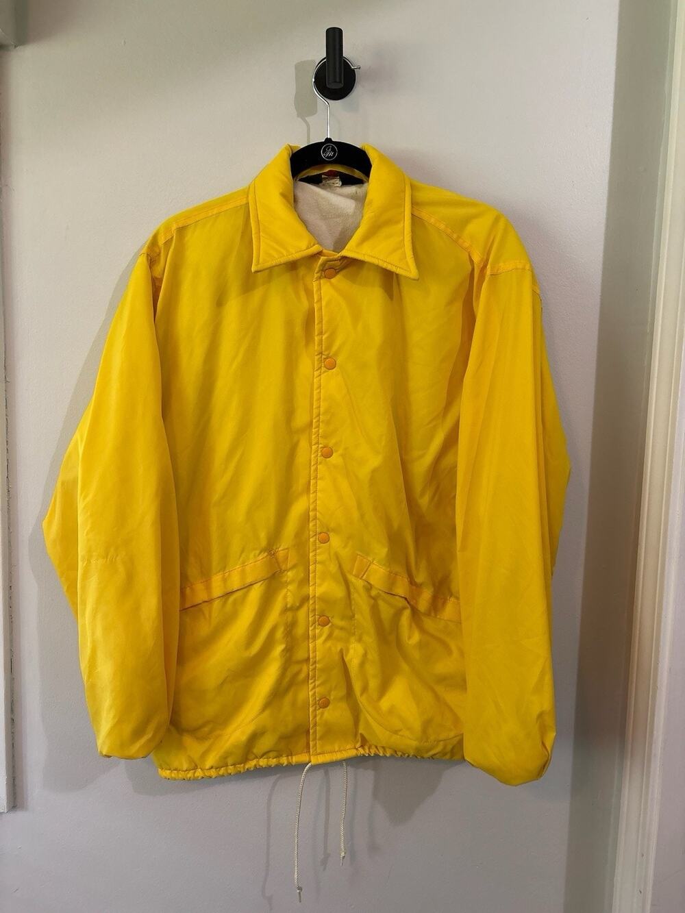 Vintage Pla-Jac Dunbrooke Coach Jacket Yellow USA Made Snap Front Men’s M 40-42